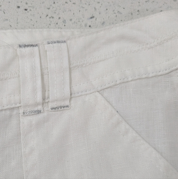 INC International Concepts Woman 100% Linen White Crop Capri Pants Embroidered 8 - Picture 8 of 13